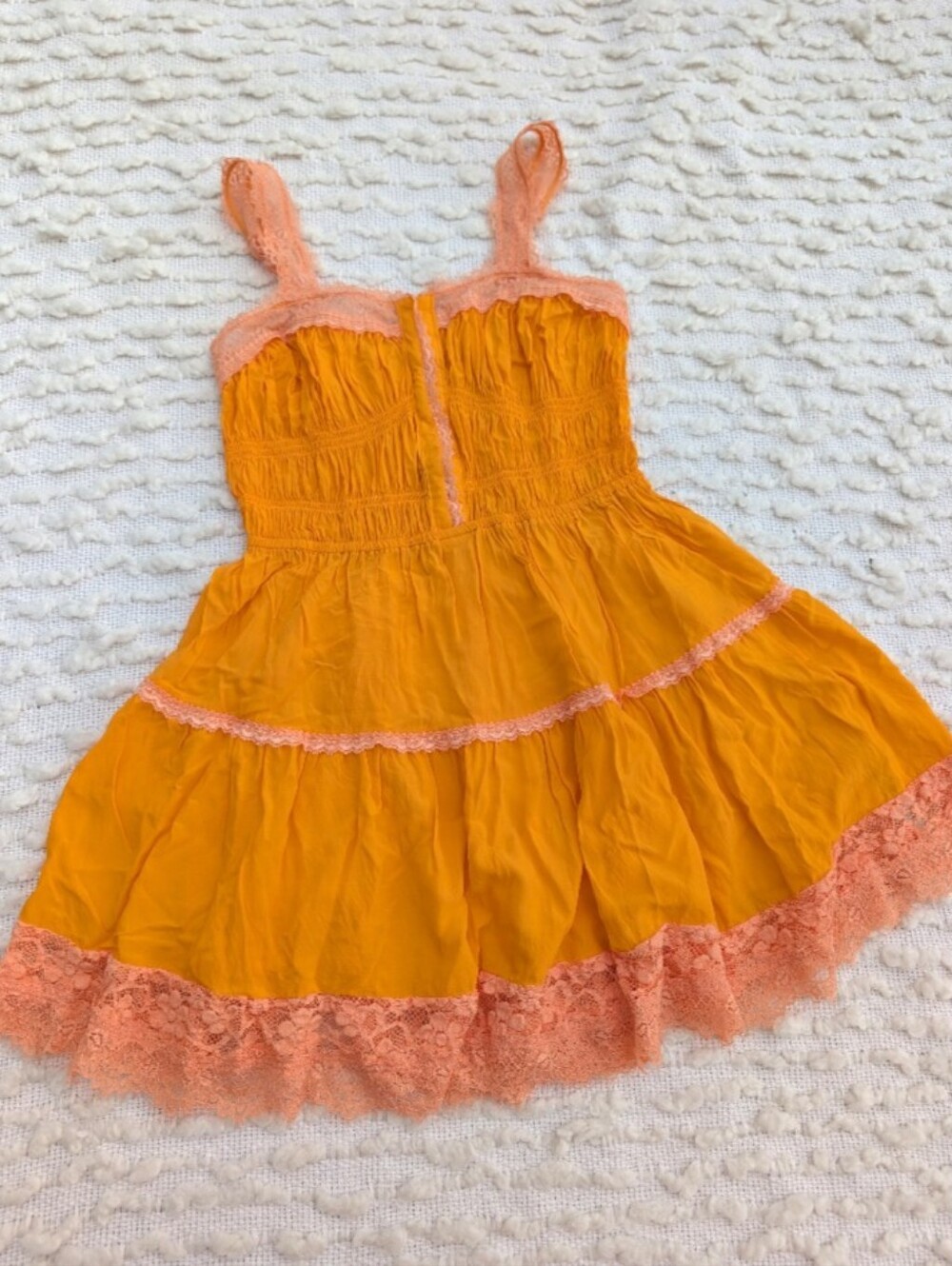 Free People Intimately Orange Pink Lace So In Love Minidress Small Iceland Poppy